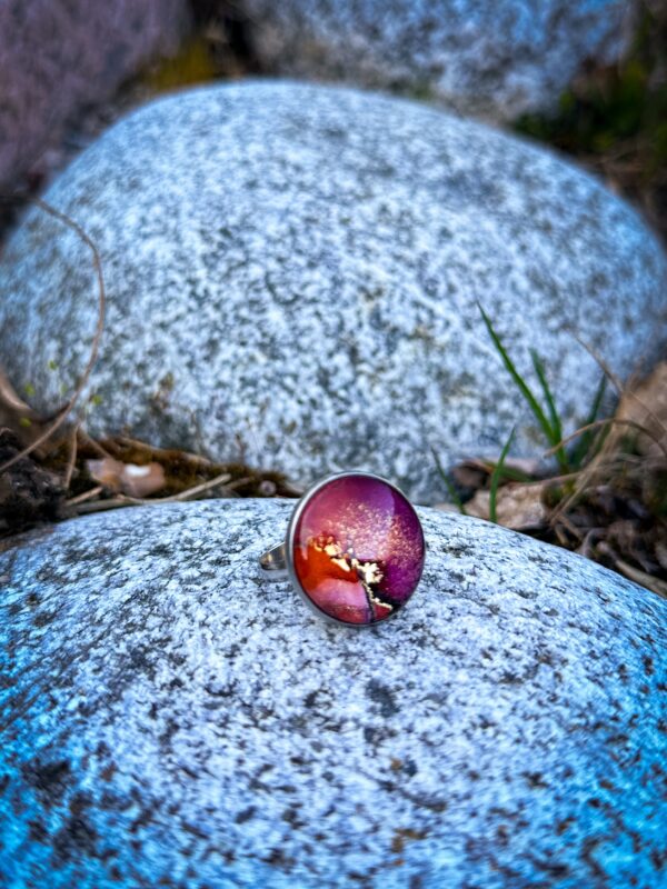 Ring – handmålad med alcohol ink - Bild 2